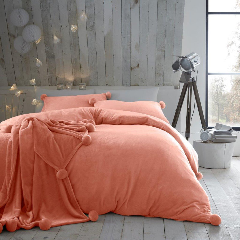 Flagler Polyester Solid Colour Duvet Cover Set with Pillowcases Included, Single - 1 Standard Pillowcase, Orange