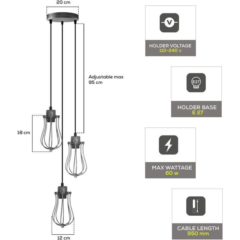 Angilina 3 - Light Brushed Silver Pendant