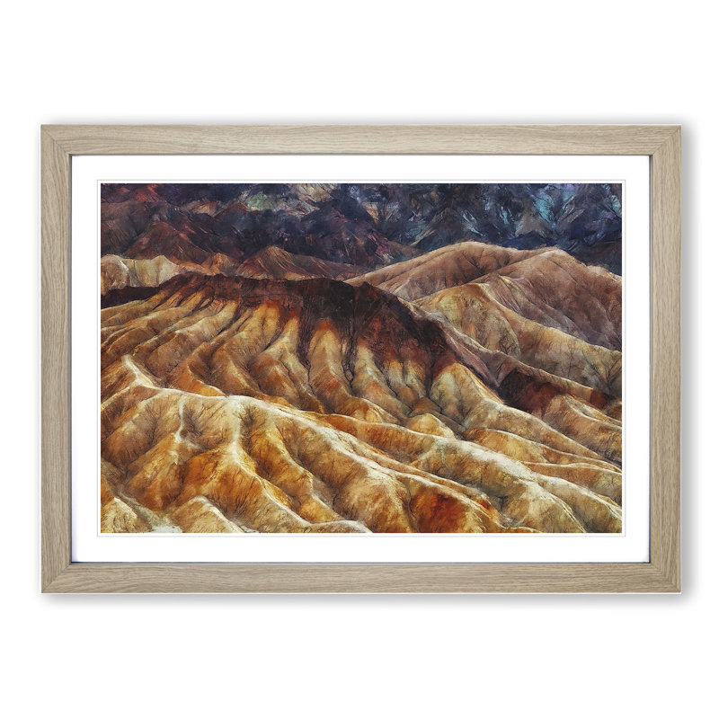 Mountain Erosion in Death Valley Vol.1 - Picture Frame Painting, 36cm H x 48cm W x 2cm D, Oak Framed