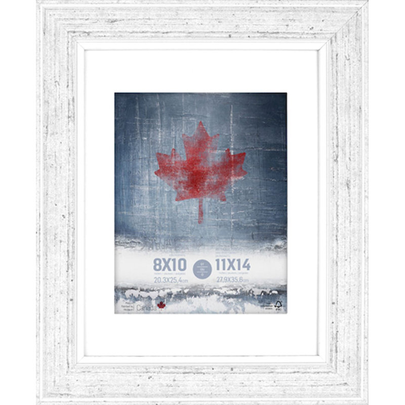 Cadre photo simple en bois biseauté, 8" x 10", Blanc