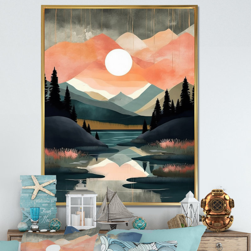 «Tropical Paradise III», reproduction sur toile, Cadre flottant doré, H 44 po x l 34 po x P 1,5 po
