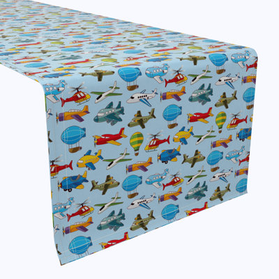 Table Runner, 100% Cotton, 16X108", Aircrafts