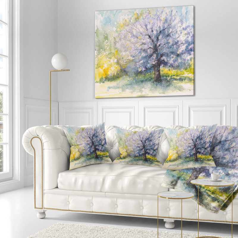 Coussin décoratif d’arbre à cerise floral, 18 po x 18 po, Coussin décoratif