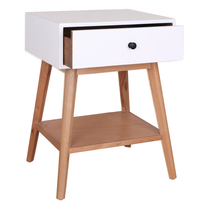 Solid Wood End Table, White
