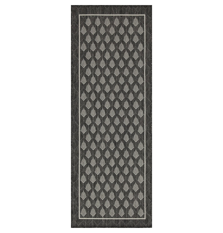 Widmer 2'7" x 7'3" Rectangular Leaf Pattern Area Rug with Border