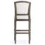 Tabouret de 31 po de hauteur gris, siège et dossier tissés, pieds tournés pour la cuisine avec pieds rembourrés, table de jeu idéale
