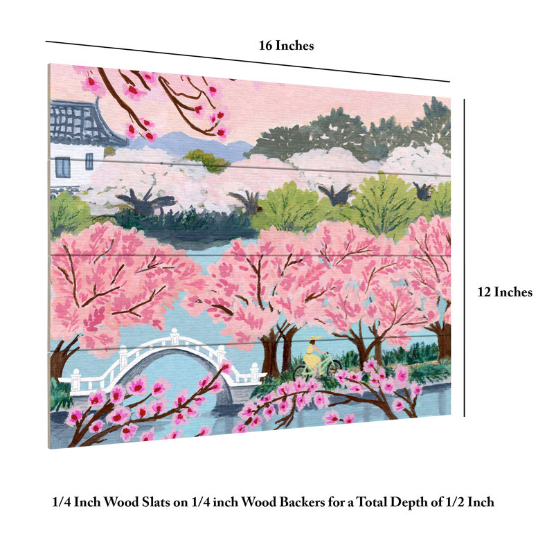 Art de lattes en bois Sarah Gesek Blossom Ride, H 12 po x l 16 po