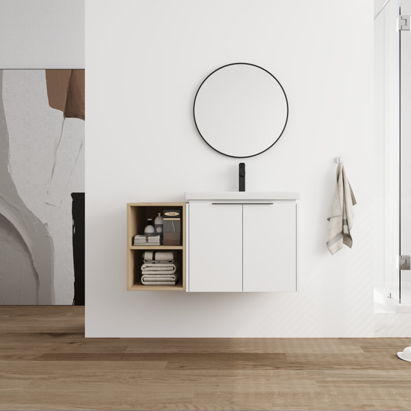 Meuble-lavabo simple 36,14 po avec plateau en céramique Priyansi