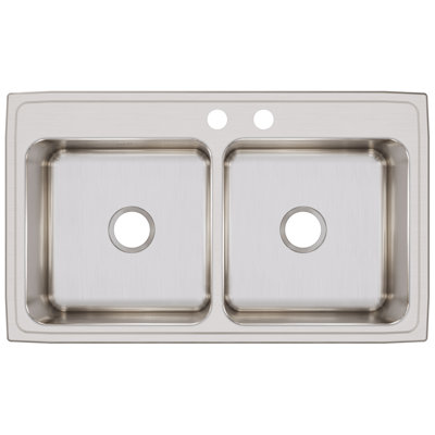 Évier de cuisine à double cuve à montage sur plan L 37 po x l 22 po Lustertone