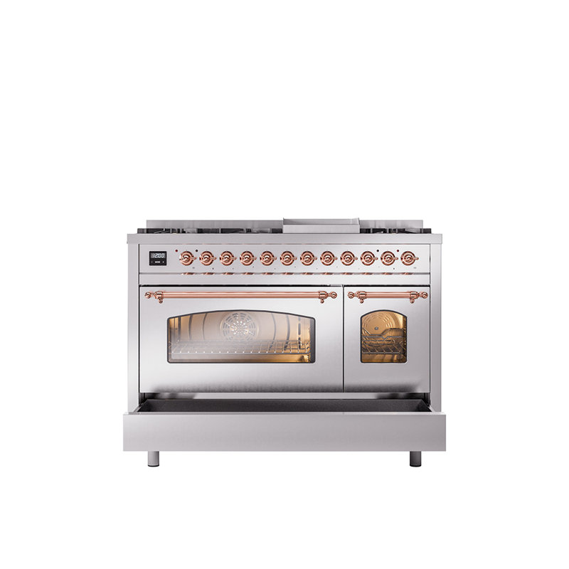 ILVE Nostalgie II 48 Dual Fuel Range , Stainless Steel/Copper, Liquid Propane