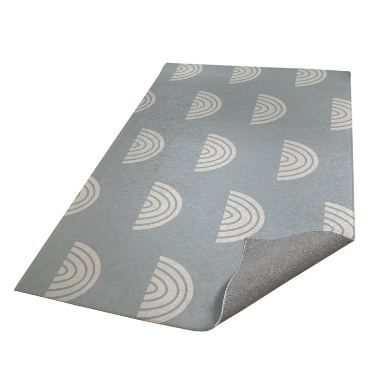 Bows Colorized Kids Play Mat, Rectangle 5' x 7', Slate Blue/Ivory