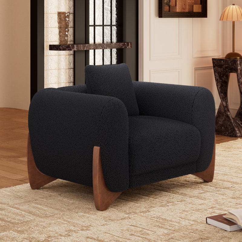 Keiven Boucle Upholstered Accent Chair, Black
