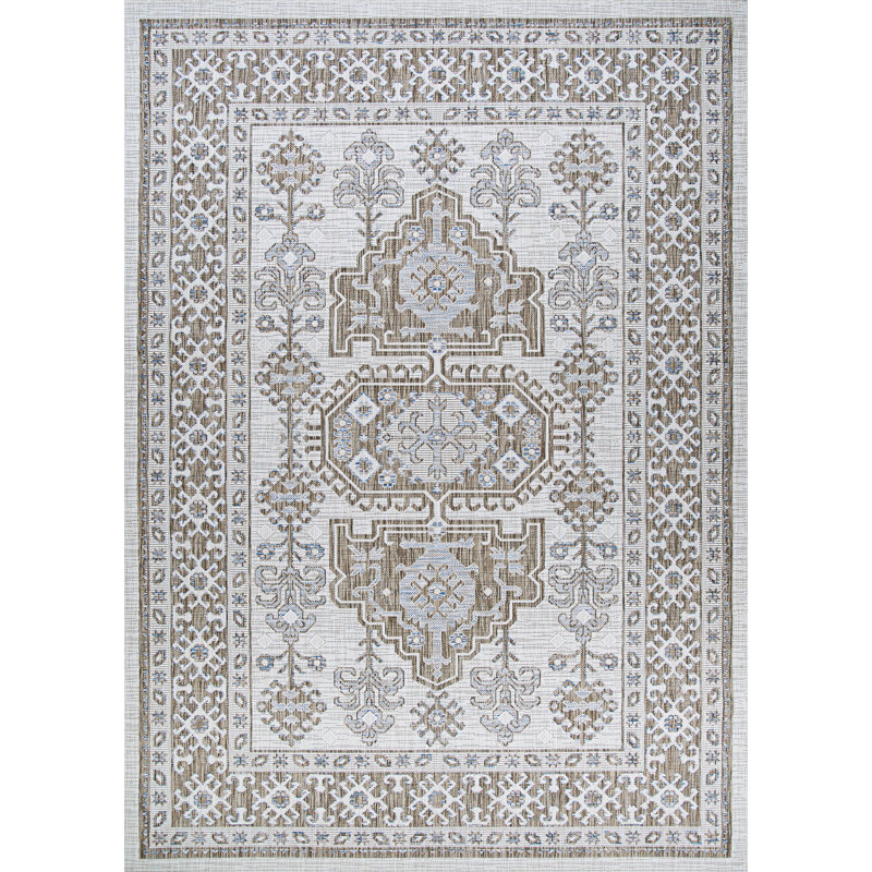 Tapis intérieur / extérieur brun clair / brun clair Hanlin, Rectangle 2 pi 2 po x 4 pi 3 po