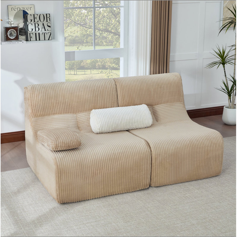 Canapé modulaire moderne 63,7 po, Beige Corduroy