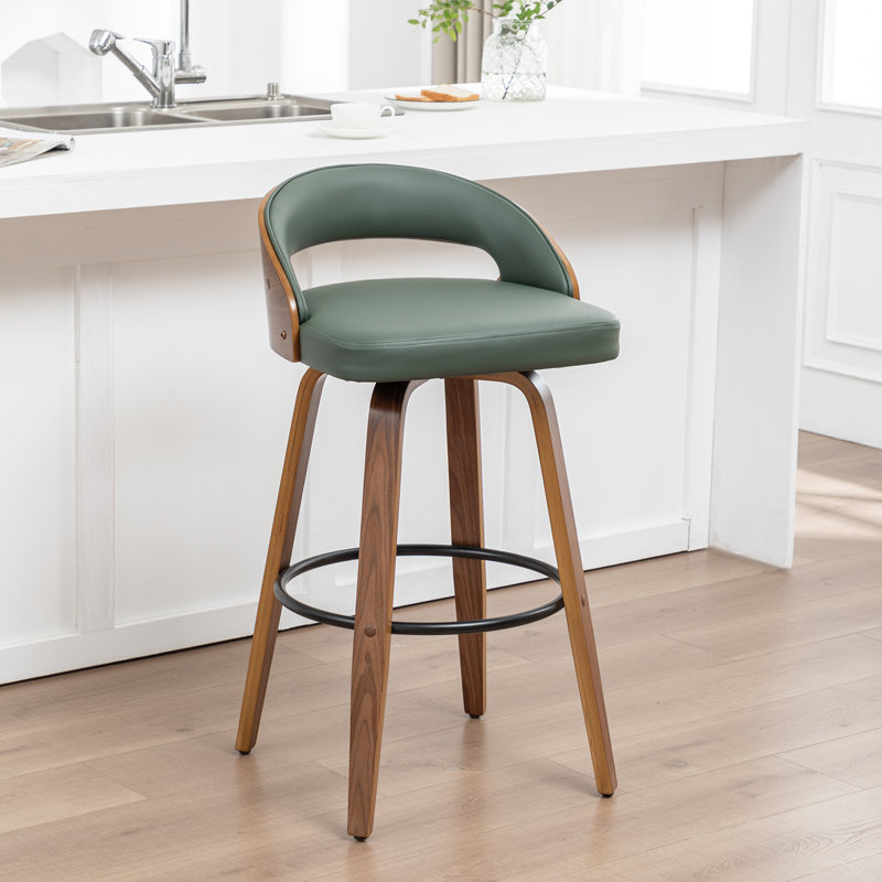 Swivel Upholstered Counter Stool, Green, Bar Stool (76.2cm Seat Height)