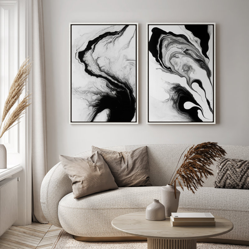 Art mural encadré sur toile, rétro muraux abstraits pour chambre à coucher, H 36 po x l 24 po, Blanc