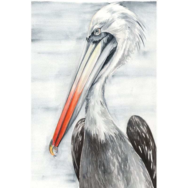 «Grey Pelican II», peinture sur toile, H 12 po x l 8 po