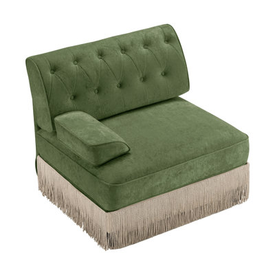 Green Velvet Modular Armchair - Contemporary 1-Seat Sectional Component with High-Density Foam