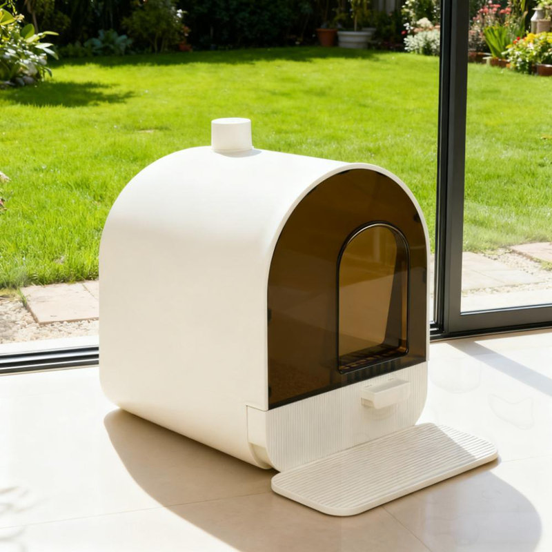 Litière pour chat avec couvercle, pelle et filtre, White