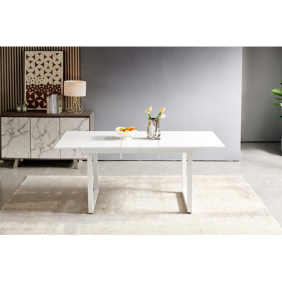 Table de salle à manger carrée extensible avec pieds en métal