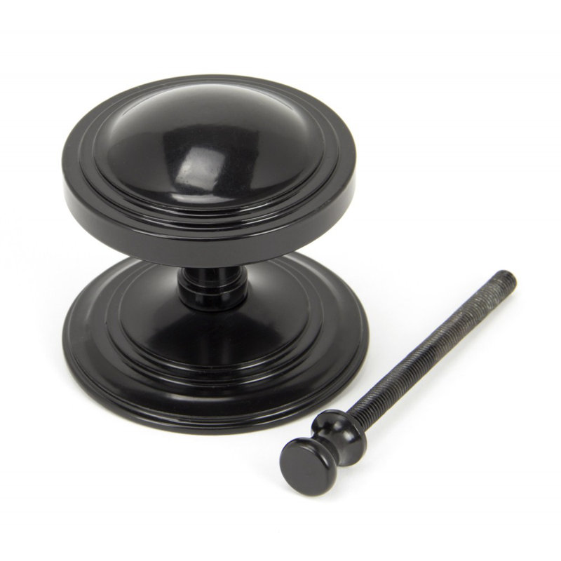 Art Deco Centre Door Knob, Black