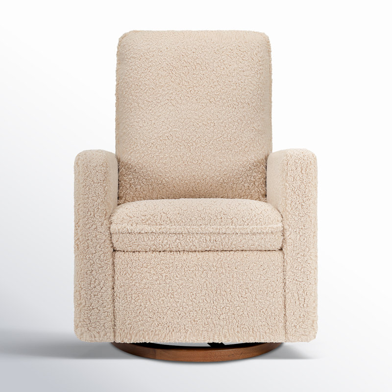 Cali Pillowback Swivel Glider, Beige Boucle/Black Base
