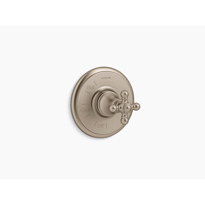 Artifacts Rite-Temp Valve Trim with Cross Handle, Bronze brossé