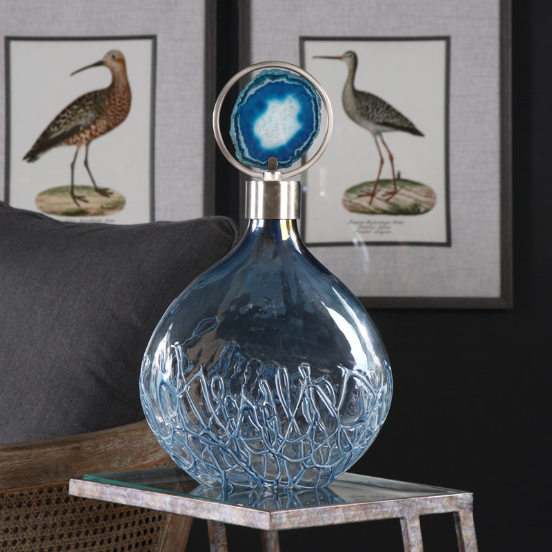 Vase en verre bleu