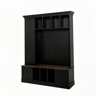 Hall Tree with Shoe Storage Bench & Hooks & Adjustable Shelf & Drawers