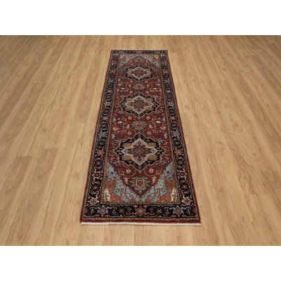 2'8" x 8'1" New Hand Knotted Red Wool Runner Oriental Rug 