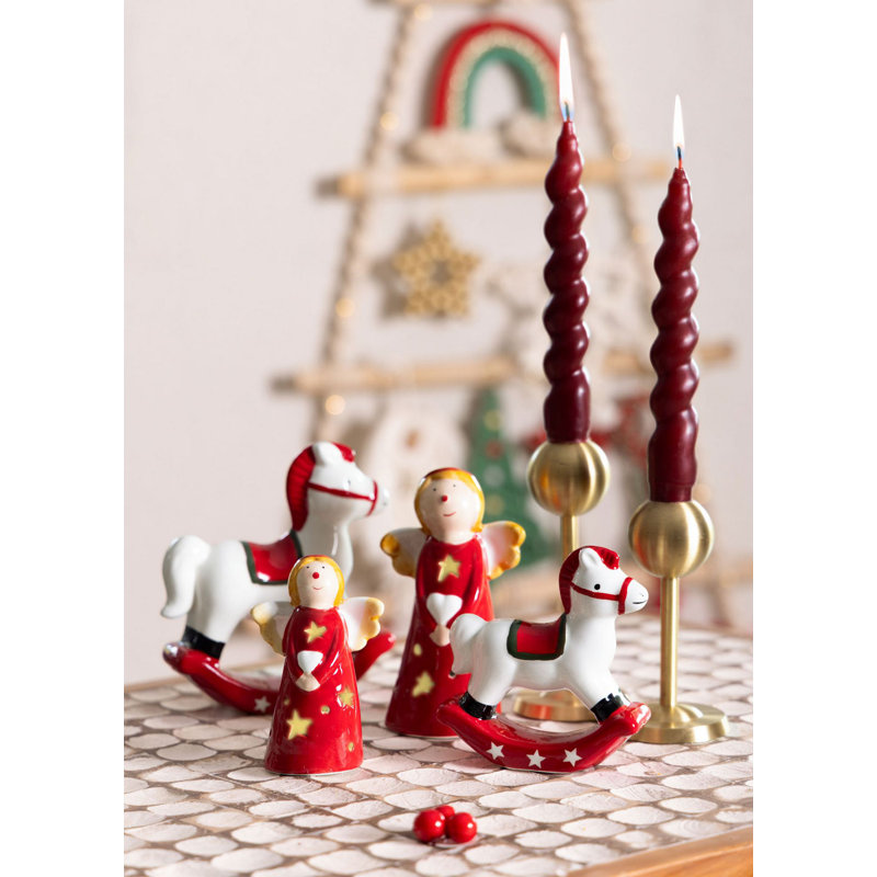 Elegant Ceramic Decorative Object, Red & White, 3.9 x 1.6 x 4.3 inches | 100% High-Quality Ceramic, Perfect for Home Décor & Accent Pieces, Adds a Touch of Style to Any Room, Ideal for Gifts