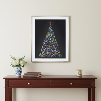 Art mural encadré arbre de Noël bejewelé champagne