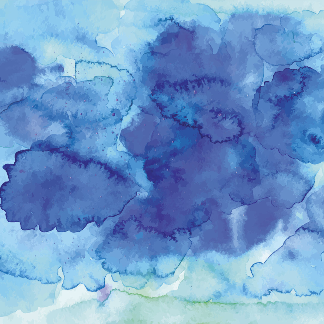 Blaue Aquarellfarbe - Leinwandbild