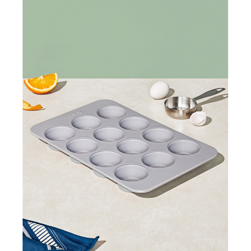 Caraway 12 Cup Nonstick Ceramic Muffin Pan, Gray, Gray