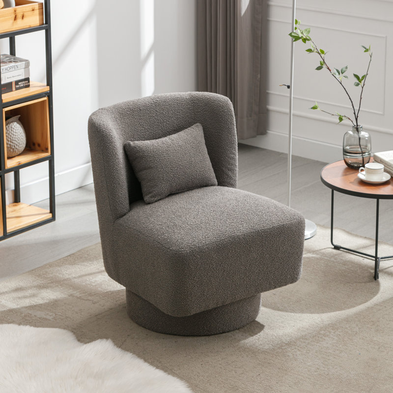 Ollia Upholstered Swivel Slipper Chair, Gray 100% Polyester