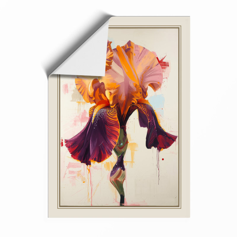 Iris in Gold and Purple Botanical - Framed Print, A2 - 59.4 x 42.0 cm, Unframed