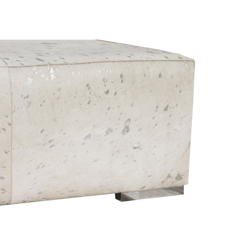 Safari Silver Foil Cowhide Ottoman