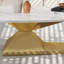 Table basse moderne en pierre frittée avec base en acier inoxydable - Centre de table de salon élégant-553400515