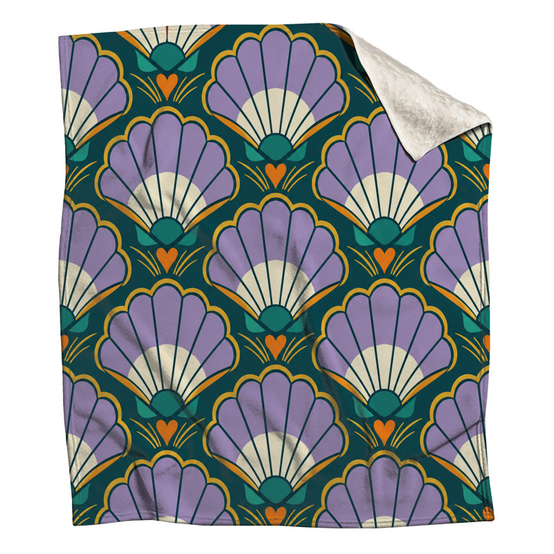Art Deco Shell Motif Blankets, 60in W x 80in H