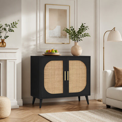 Buffet Cabinet With Storage,  Accent Bathroom Floor Cabinet,With Two Doors And 4 Compartments Forstorage,Cabinet With Solid Wood Feet,Sideboard Cabinet For Hallway, Entry, Living Room