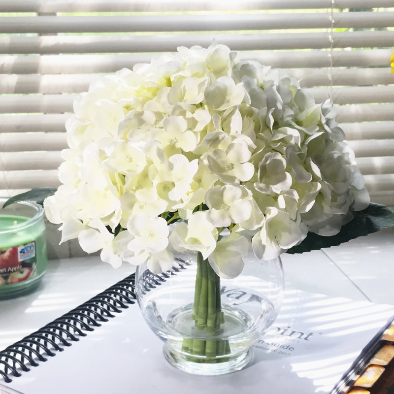 Hydrangea Arrangement in Vase, Cream