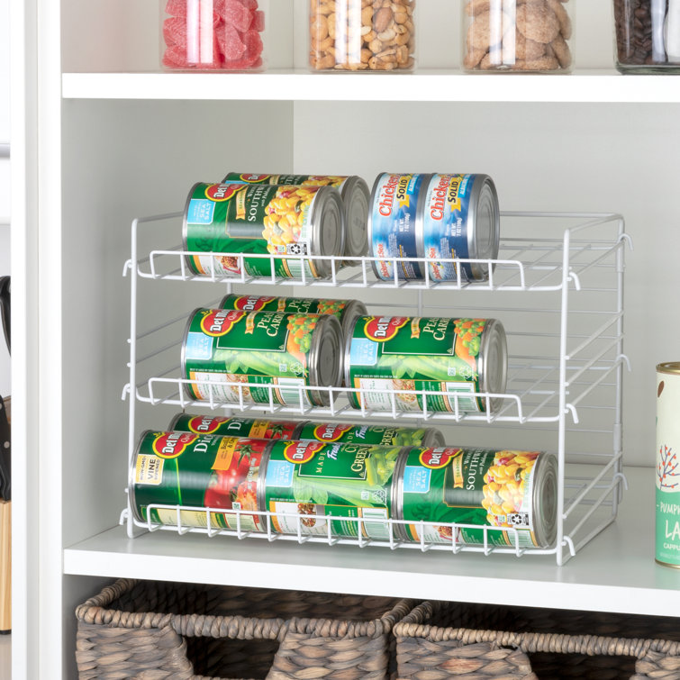 5 Tier Can Rack Organizer Holds up to 60 Cans for food Storage, Kitchen  Cabinet and Pantry,White