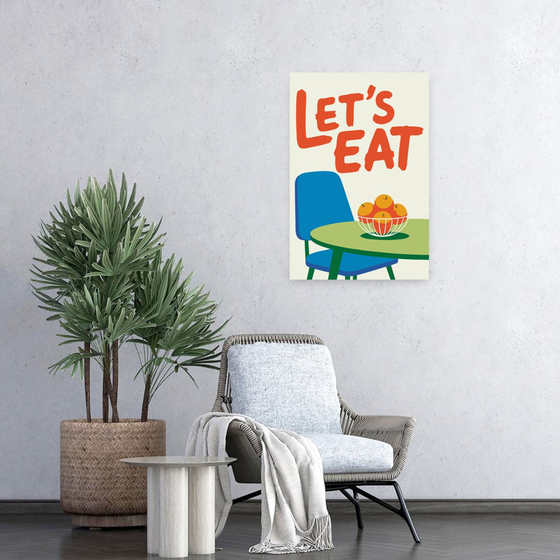 «Let's Eat Table», art moderne de fruits rétro, art mural, H 24 po x l 16 po