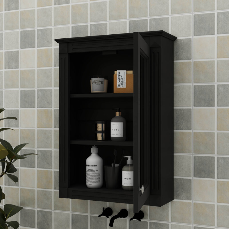 Armoire de rangement murale pour salle de bain 20 "avec tablette réglable en hauteur, Noir
