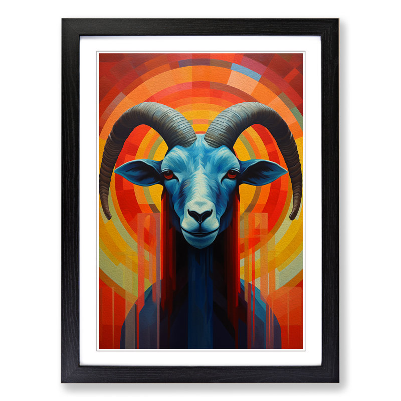 Goat Constructivism No.3 - Framed Print, 34cm H x 25cm W x 2cm D, Black