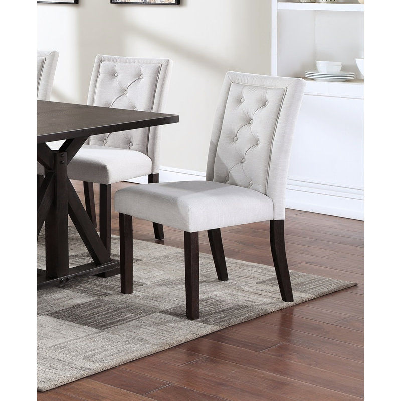Chaises de salle à manger 2 pièces avec dossier blanc os, pieds en bois rustiques, pièce Mid-Century avec pieds en bois Modern Home Idea