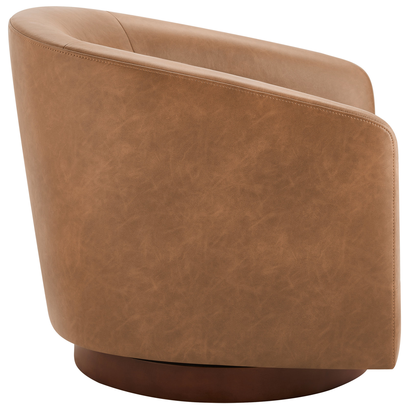 Bennett Vegan Leather Swivel Barrel Chair, Camel