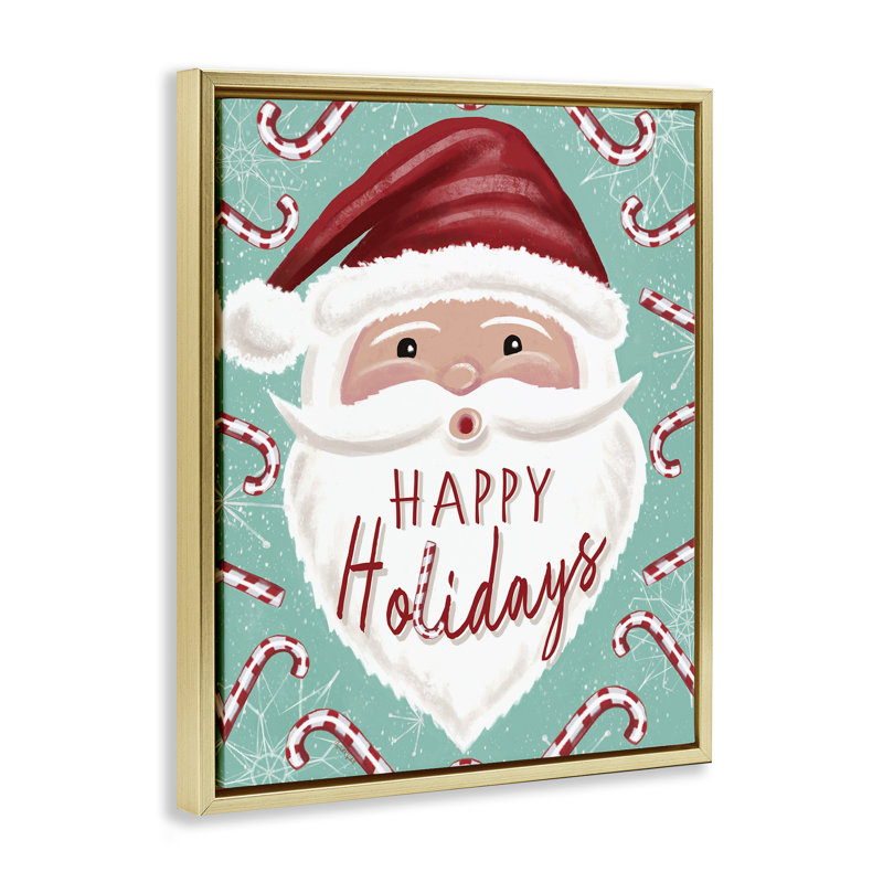 Cadre flottant Jolly Santa & Candy Canes, conception par Elizabeth Tyndall, H 21 po x l 17 po, Cadre flottant métallique doré
