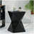 14.25" Black Prismatic Symmetry Concrete Side Table with Smooth Wood Grain Texture and Modern Prismatic Shape – Weather-Resistant Accent for Patio, Garden, or Balcony-264612194