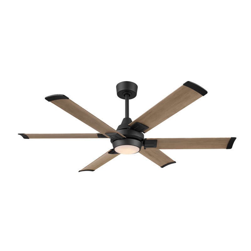 Soarin 56" 5CCT LED Smart Ceiling Fan, Aged Oak, Black